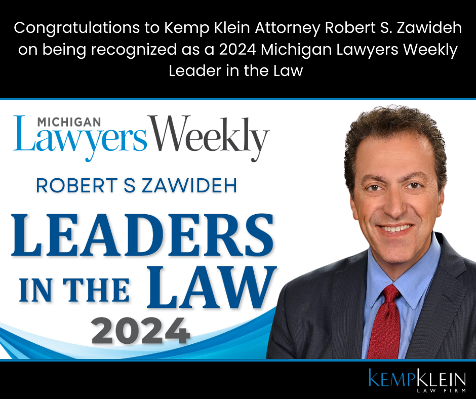 Robert Zawideh Leaders in the Law Award Michigan Lawyers Weekly Honor