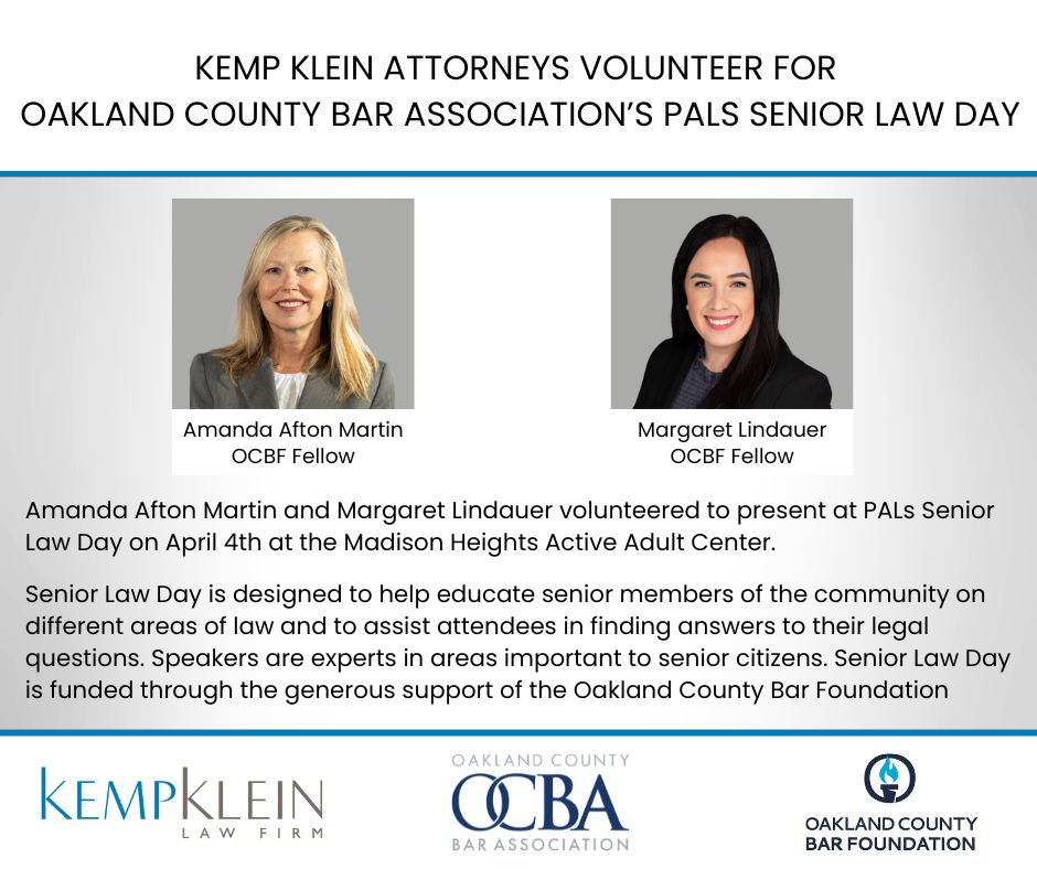 OCBF Senior Law Day Madison Heights 2025 Amanda Martin Margaret Lindauer Amanda Afton Martin Estate Planning Mythbusters