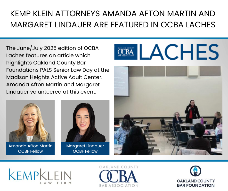 Kemp Klein Attorneys Amanda Afton Martin and Margaret Lindauer are Featured in OCBA Laches