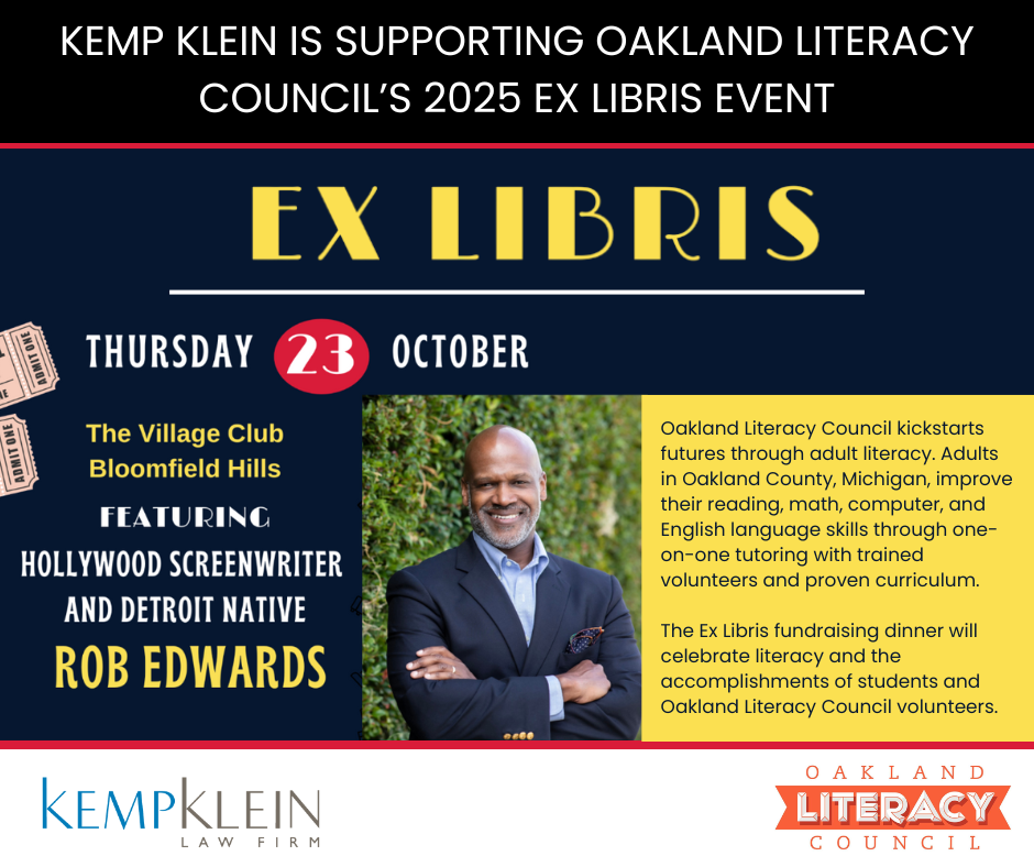 Oakland Literacy Council Ex Libris Kemp Klein Law Firm Community Involvement Kemp Klein Foundation 2025