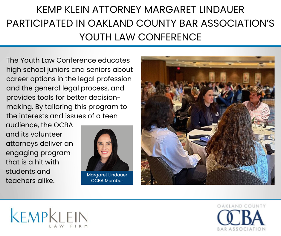 Margaret Lindauer Oakland County Bar Association Youth Conference 2025 Community Involvement