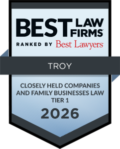 Kemp Klein 2026 Best Law Firms Tier 1 Closely Held Companies and Family Businesses Law award badge in Troy by Best Lawyers