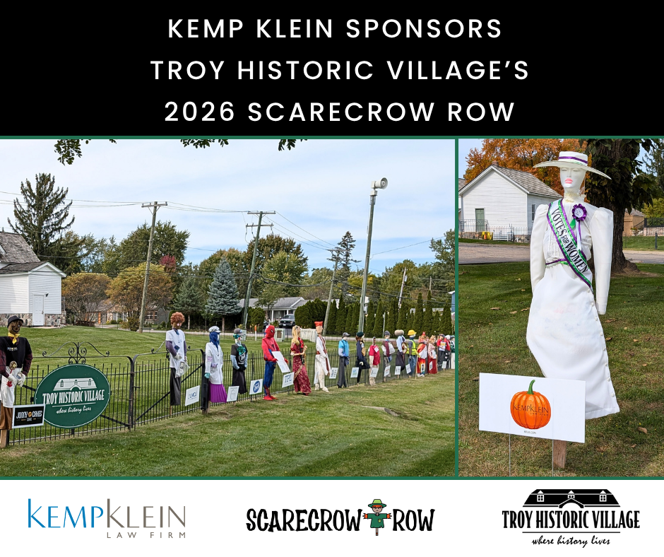Kemp Klein’s Susan B. Anthony scarecrow at the 2026 Troy Historic Village Scarecrow Row